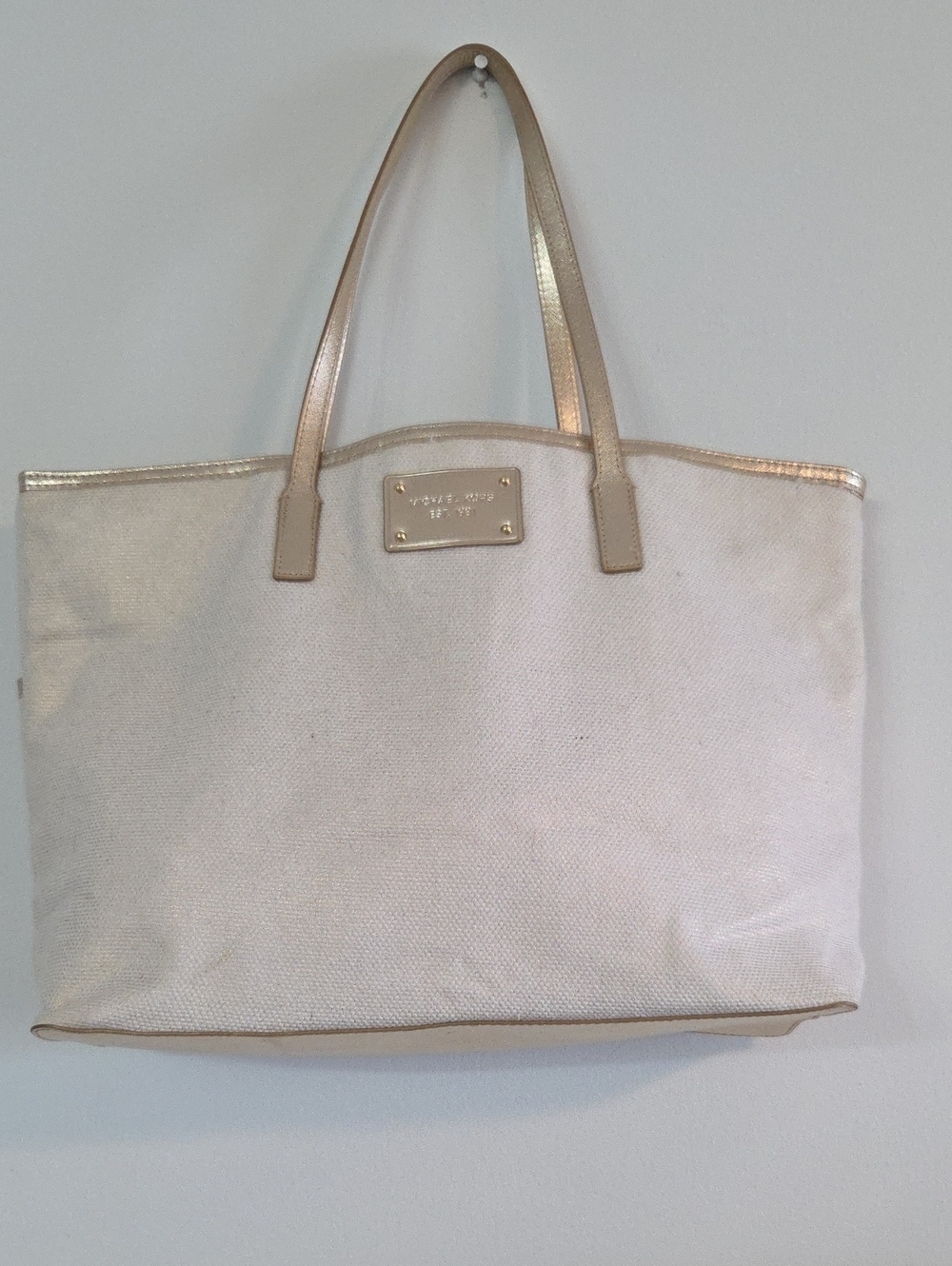 Michael Kors cream/gold cotton tote bag